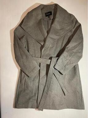 Banana Republic Women's Gray Wool Blend Belted Coat XL *SMALL FLAW PLEASE READ*